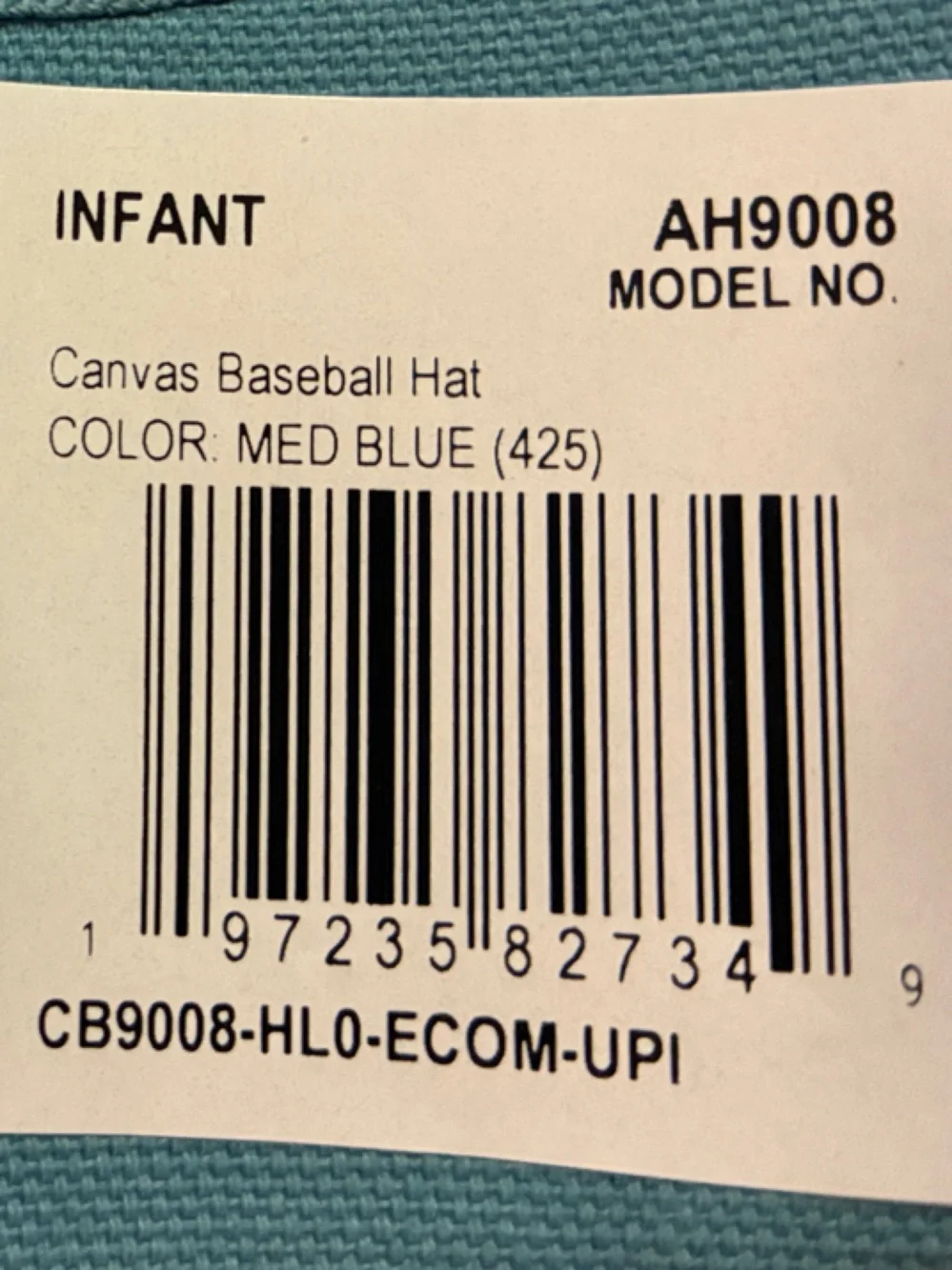 Carhartt Medium Blue Canvas Baseball Hat w/ Monochrome Logo Patch, Infant OSFM